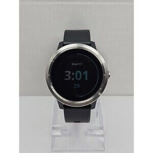 Garmin Smartwatch with Black Band and Silver Bezel